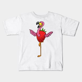 Flamingo with Strawberry Kids T-Shirt